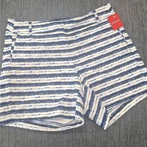 SPANX Navy and White Patterned Shorts